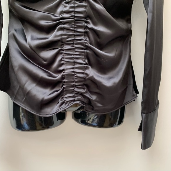 Zara black satin plunge blouse size small new - Picture 11 of 12
